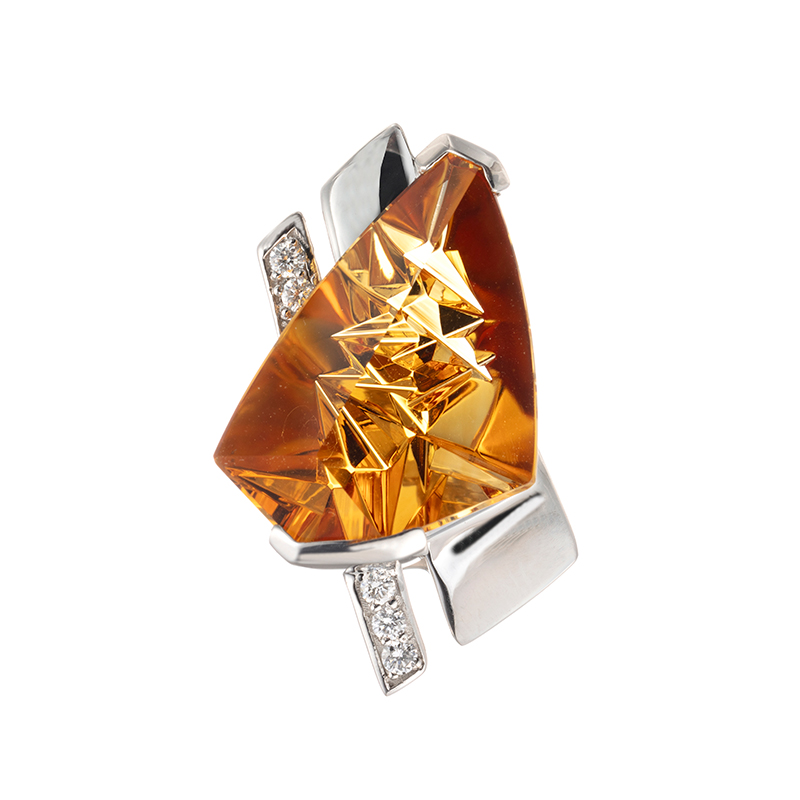 PT950 フィリップ・ムンシュタイナー シトリン ダイヤ ペンダントトップ 