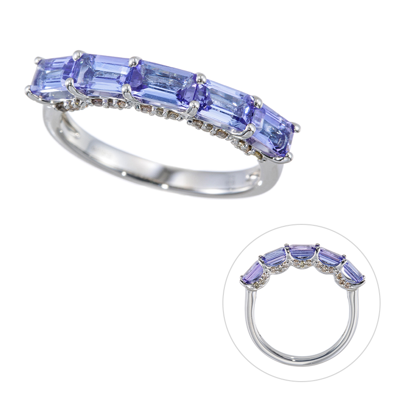 PT950 タンザナイト ブラウンダイヤ リング TA 約1.25ct BRD 約0.15ct 