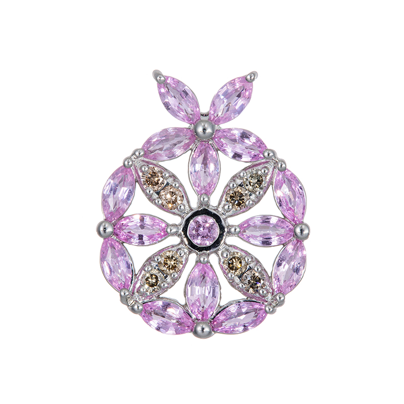 PT950 ピンクサファイア ブラウンダイヤ ペンダントトップ