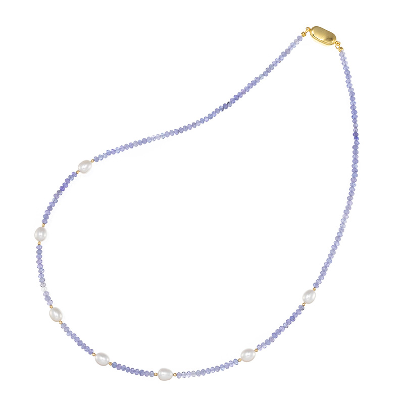 SV/K18YG タンザナイト 淡水真珠 ネックレス TA 約30.00ct P 約5.0mm