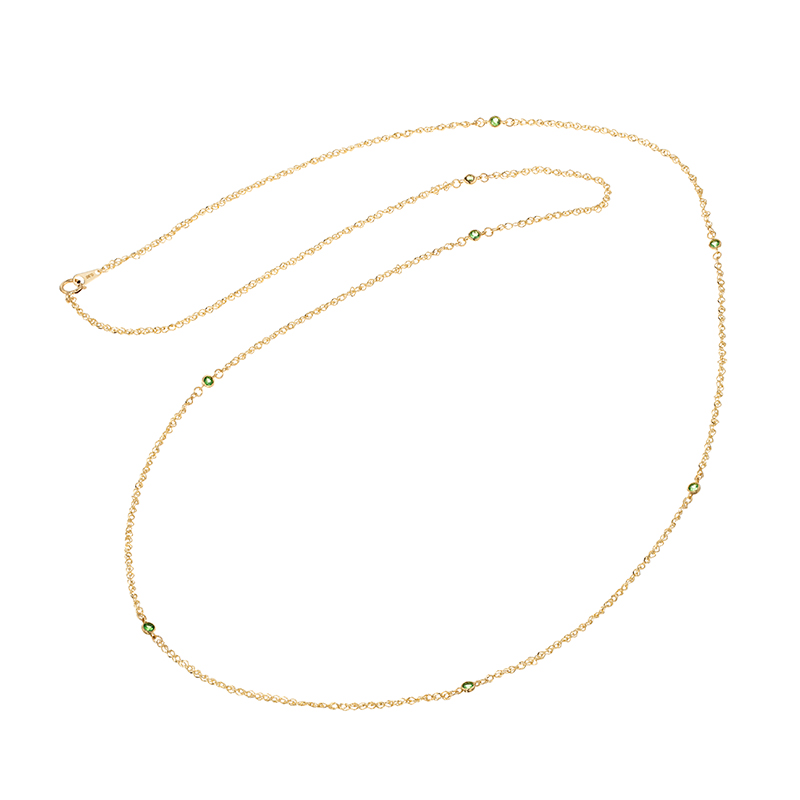 K18YG ツァボライト ステーションロングネックレス TS 約0.30ct 約1.7g