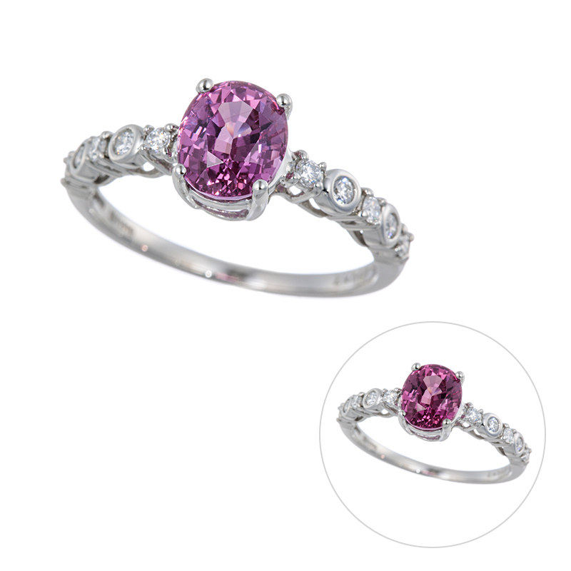 PT990カラーチェンジガーネットダイヤリング