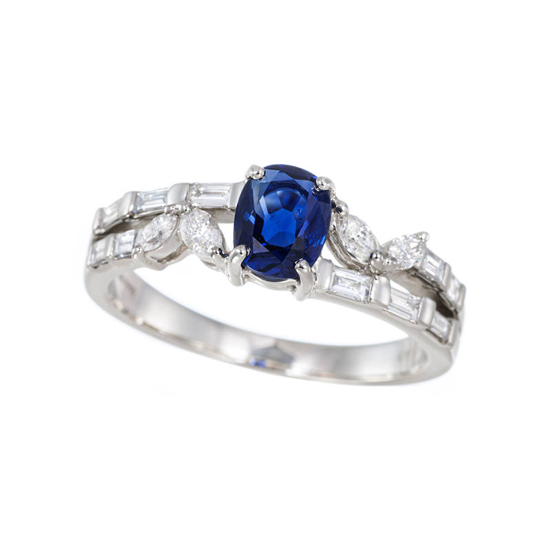 PT990カンボジア産非加熱サファイアダイヤリング