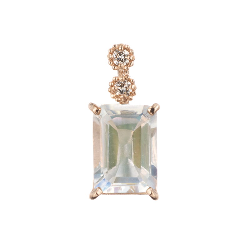 K18PG アンデシン/ラブラドライト ダイヤ ペンダントトップ AN/LAB 約0.70ct D 