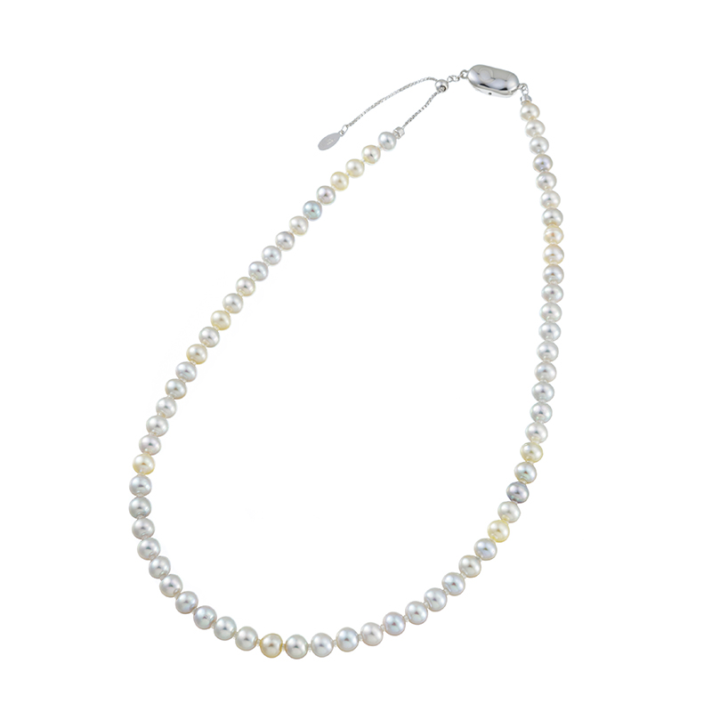 SV 越物 アコヤ真珠 ナチュラルマルチカラー ネックレス P 約5.5mm 約45cm