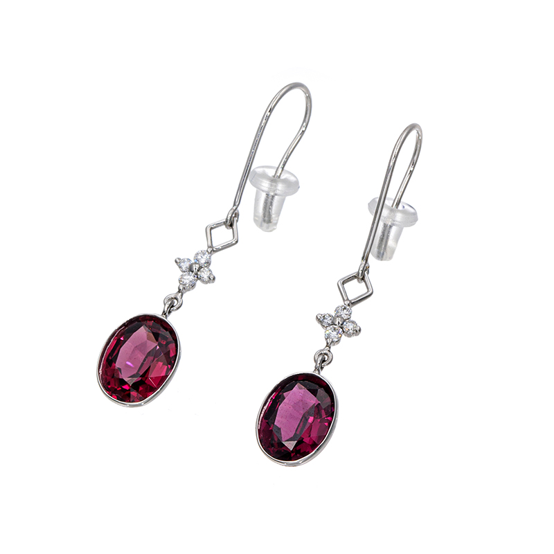 PT950 ロードライトガーネット ダイヤ ピアス GA 1.78ct GA1.71ct
