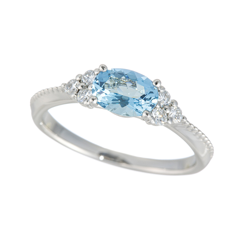 PT950 アクアマリン ダイヤ リング AQ 0.75ct D 0.17ct