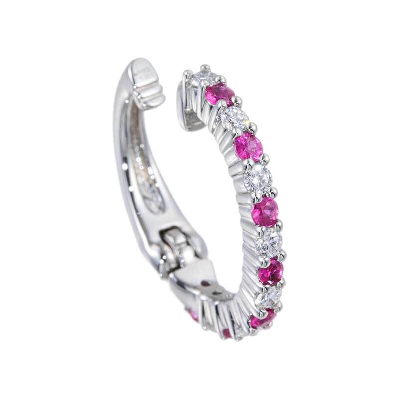 PT950 ルビー ダイヤ ピアリングシングルイヤーカフ RB 約0.15ct D 約0.10ct