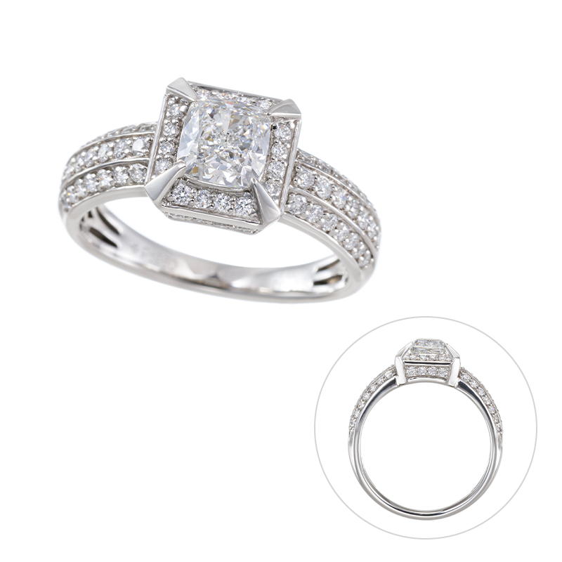 PT950Fカラーダイヤモンド＆ダイヤリングD約1.00ct(FSI2)D約0.45ct