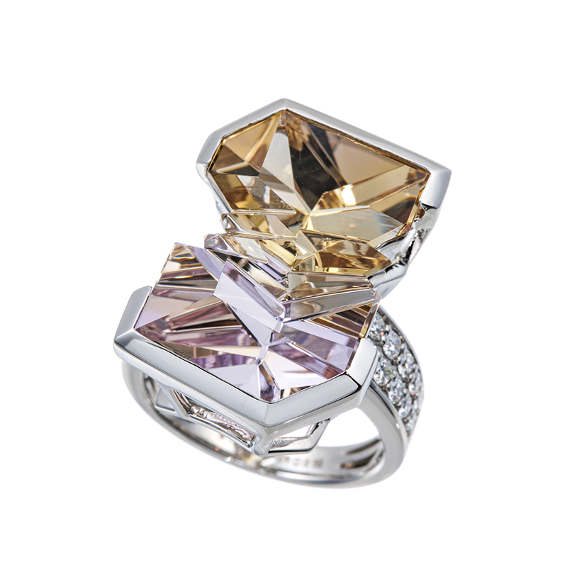 PT950 ベルント・ムンシュタイナー アメトリン ダイヤ リング AME 14.09ct D 0.