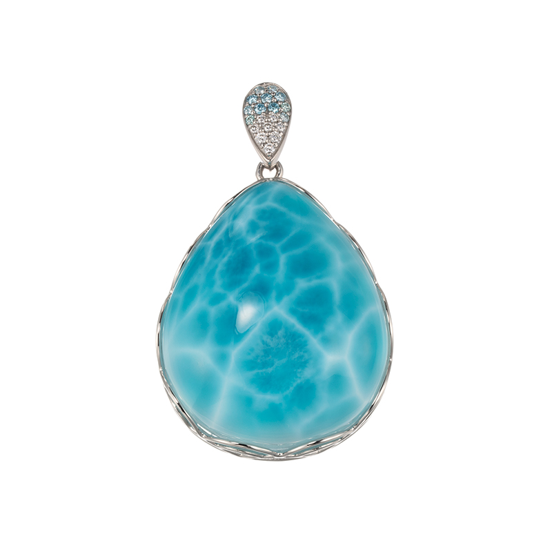 PT950 ラリマール アイスブルーダイヤ(トリート) & ダイヤ ペンダントトップ LM 約85.