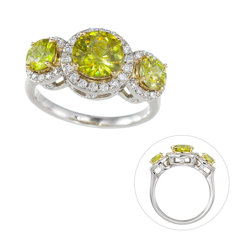 PT950/K18YG スフェーン ダイヤ リング SH 2.55ct D 0.45ct 