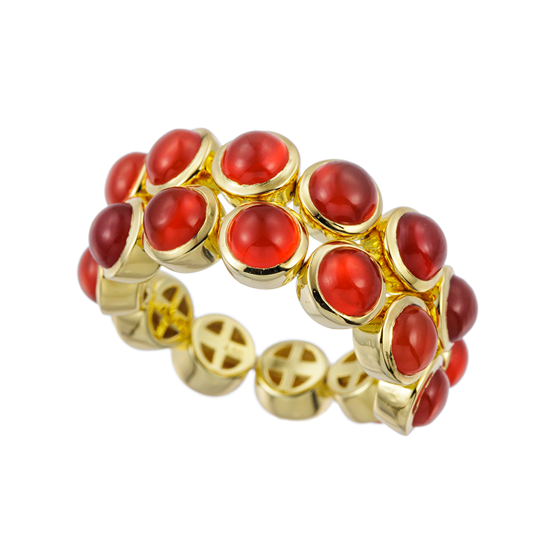 パラジウムシルバー950 カーネリアン フレックスリング CA 約4.50ct 10～15号