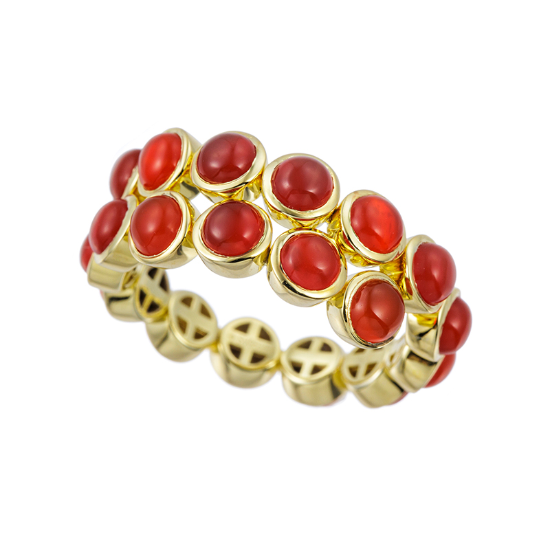 パラジウムシルバー950 カーネリアン フレックスリング CA 約4.60ct 15～20号