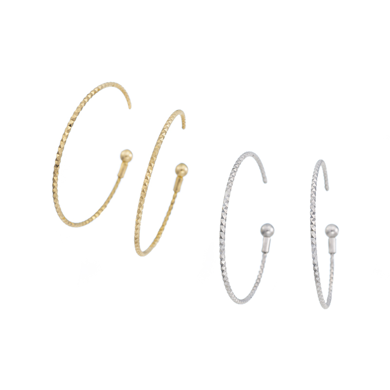 K18YG/WGクリスタルカットフープピアス2点セット縦:約19.0mm横:約0.7mm