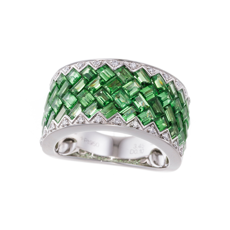 GSTV PT950 ツァボライト ダイヤ ミステリーセッティング リング TS約