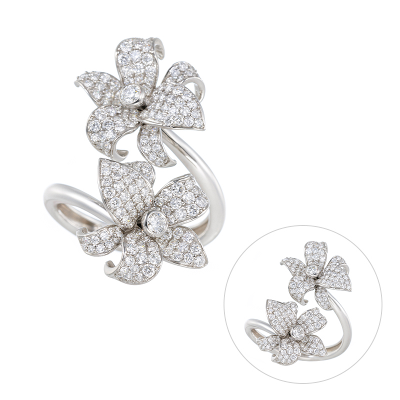 PT950 ダイヤモンド ホワイトリリー ピアリングリング D 約1.65ct 13～20号