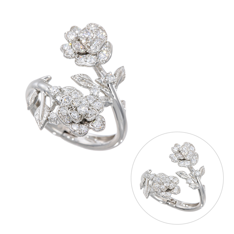 PT950 ダイヤモンド ホワイトローズ ピアリングリング D 約0.60ct 13～20号