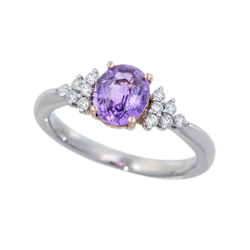 PT950/K18PG マダガスカル産非加熱ヴィヴィッドパープルバイオレットサファイア ダイヤ リン