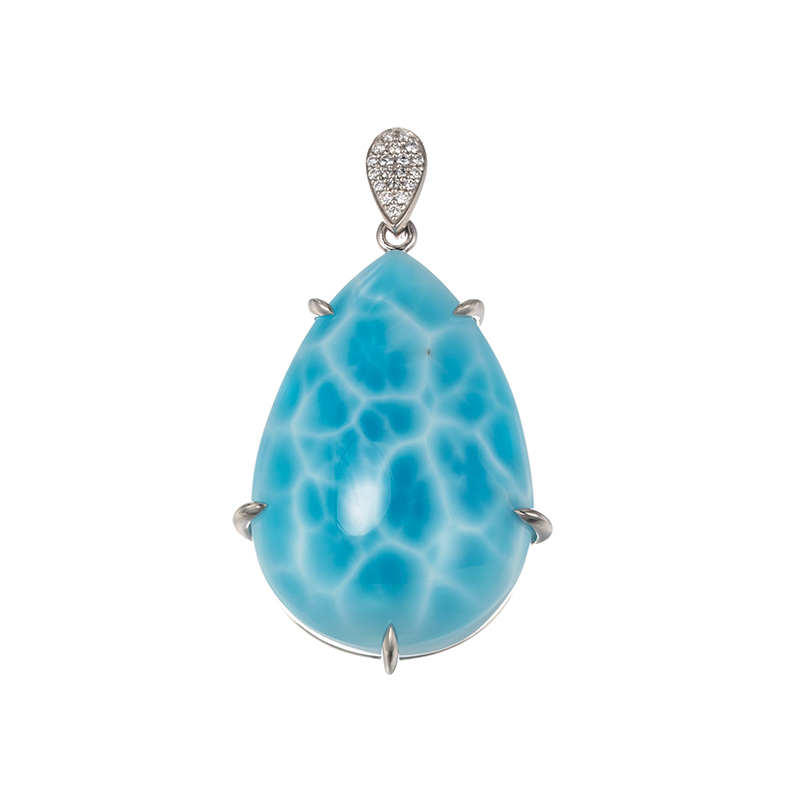 PT950 ラリマール ダイヤ ペンダントトップ LM 131.77ct D 0.18ct