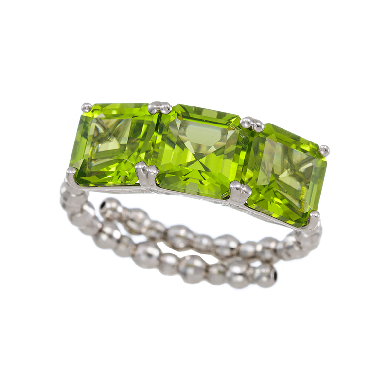 PT950 アッシャーカット ペリドット フリーリング PE 約3.00ct 8～23号