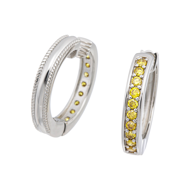 PT950 ファンシーヴィヴィッドイエローダイヤモンド ピアリング YD 約0.30ct