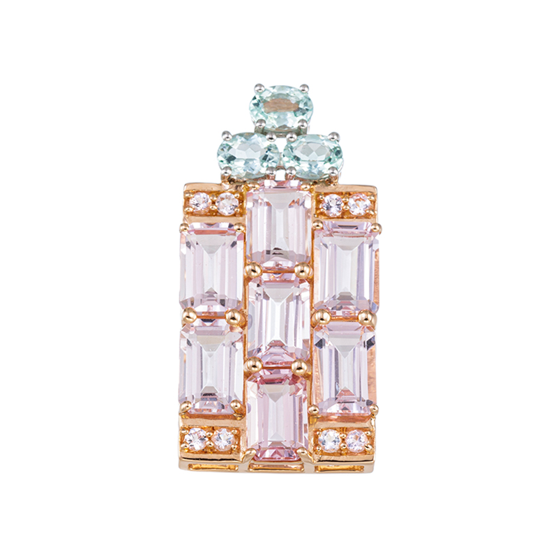 PT950/K18PG モルガナイト ヴィヴィッドシーブルーベリル 桃源郷 ペンダントトップ