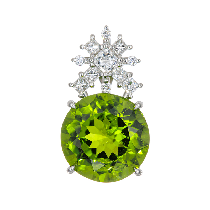 PT950 ペリドット ダイヤ エコー ペンダントトップ PE 約9.00ct D 約0.45ct 