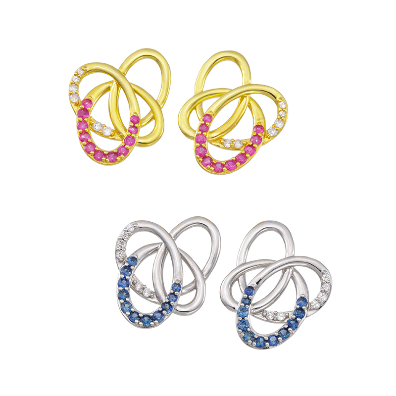 パラシル ルビー天然ホワイトジルコン＆ライトブルーサファイア天然ホワイトジルコンチャーム2点セット