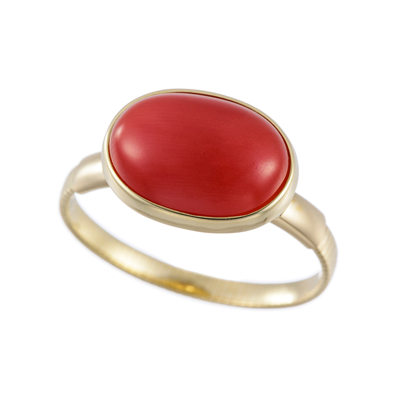K18YG 血赤サンゴ アジャストリング COR 約1.00ct 8～15号