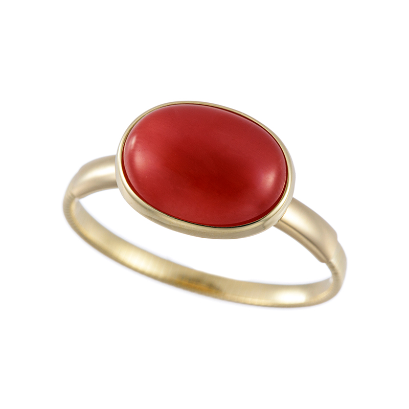 K18YG 血赤サンゴ アジャストリング COR 約1.00ct 15～23号