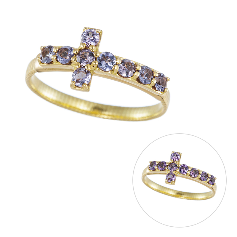 K18YG カラーチェンジガーネット アジャストリング CG 約0.30ct 8～15号