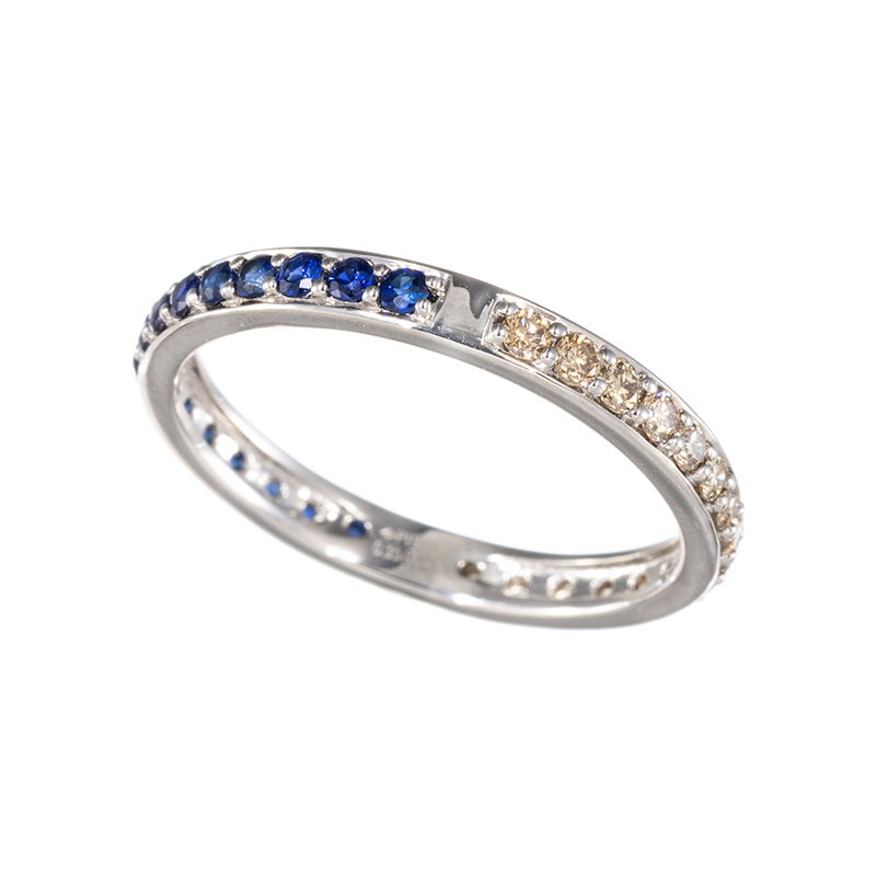 PT950 サファイア ブラウンダイヤ リバーシブル リング SA約0.35ctBRD約0.25ct