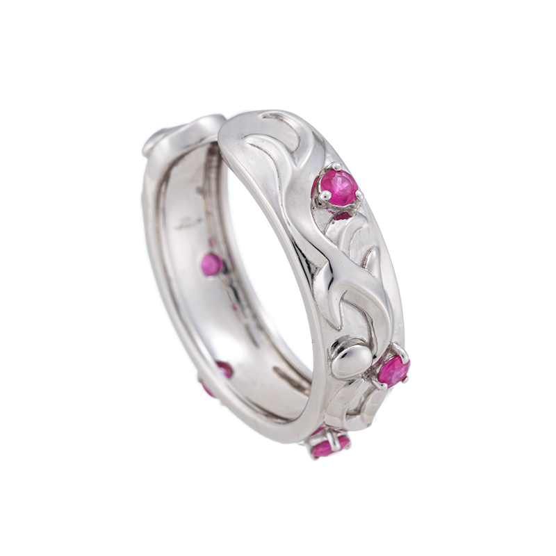 パラジウムシルバー950 ルビー アラベスク イヤーカフ RB 約0.25ct