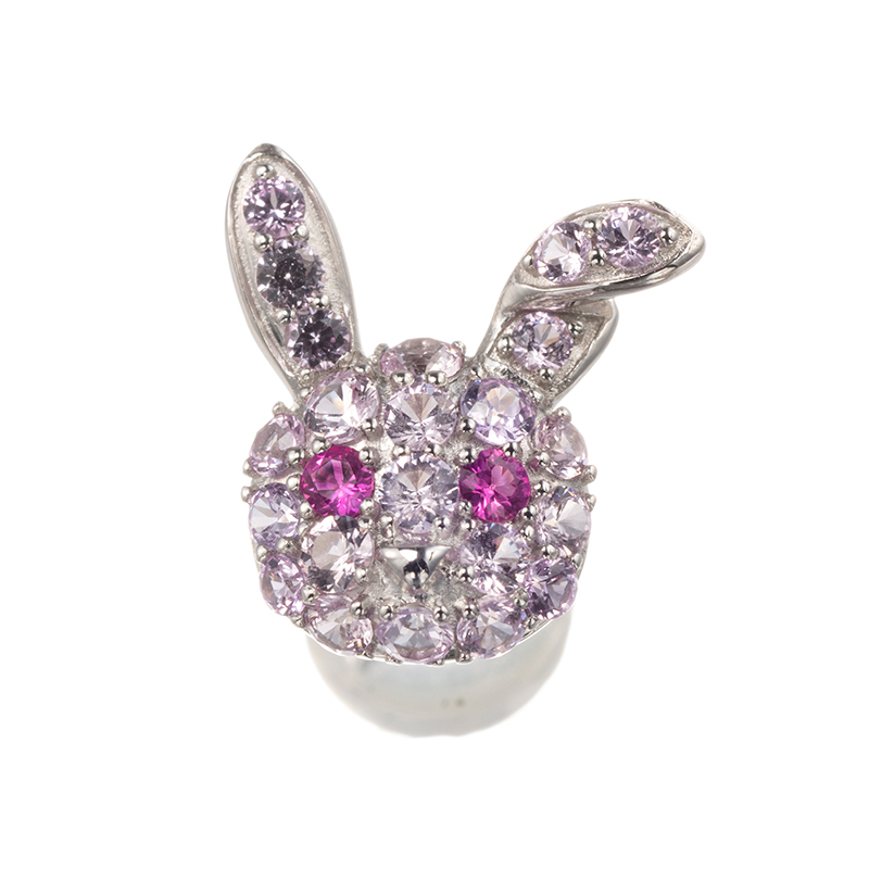 PT950 ピンクサファイア ルビー Bunny シングルピアスPS約0.45ctRB約0.03ct