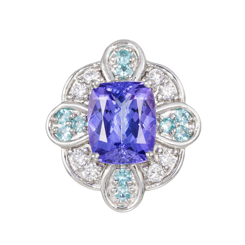 PT950 タンザナイト ブラジル産パライバトルマリン ダイヤ ペンダントトップ 