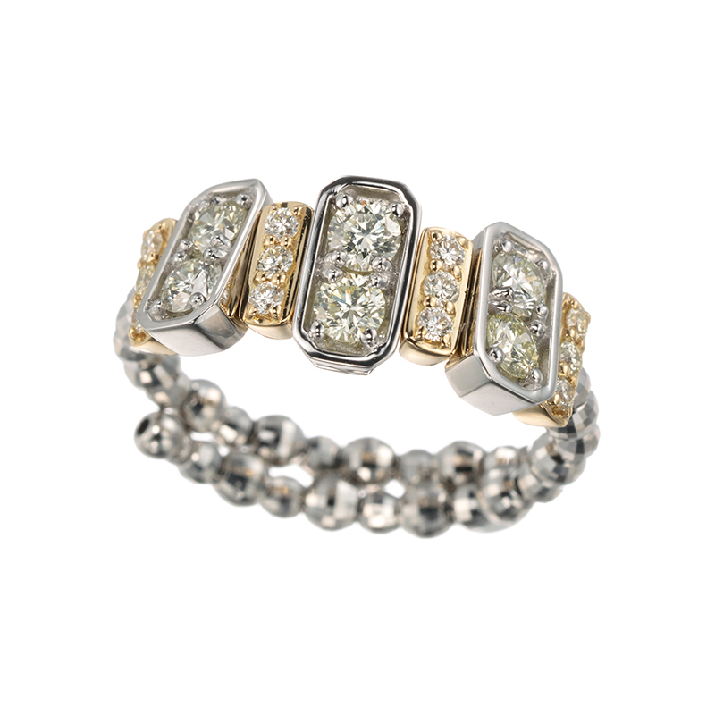 PT950/K18YG ダイヤモンド フリーリング D 約0.45ct 9～23号