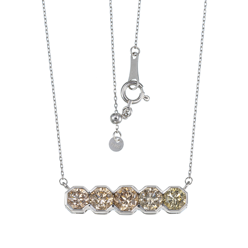 PT950/PT850 ブラウンダイヤモンド Octagon ネックレス BRD 約2.00ct