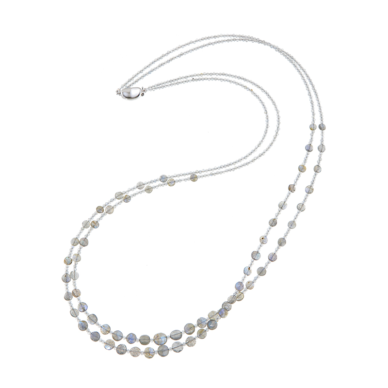SV ラブラドライト 2連ネックレス LAB 約65.00ct