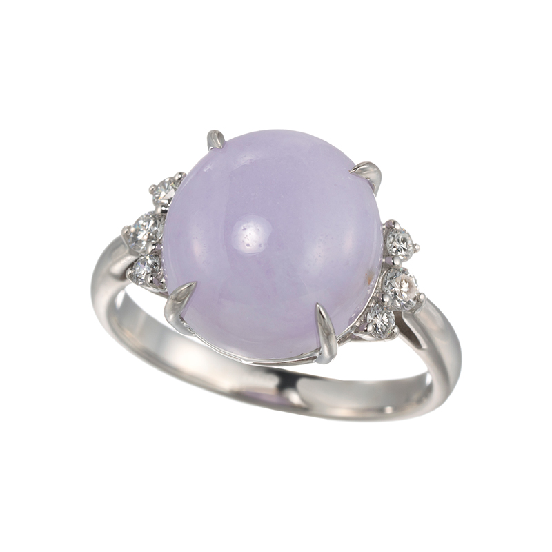 PT950 ラベンダーヒスイ ダイヤ リング J 6.94ct D 0.18ct 