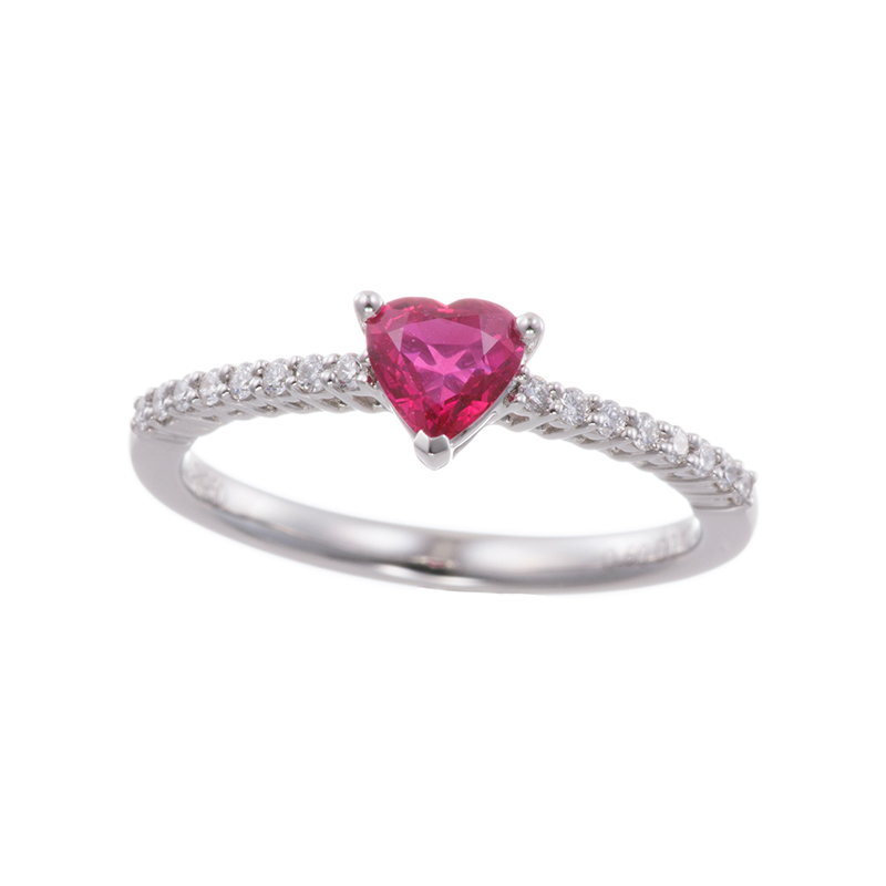 PT950 ミャンマー産ルビー ダイヤ リング RB 約0.50ct D 約0.10ct 