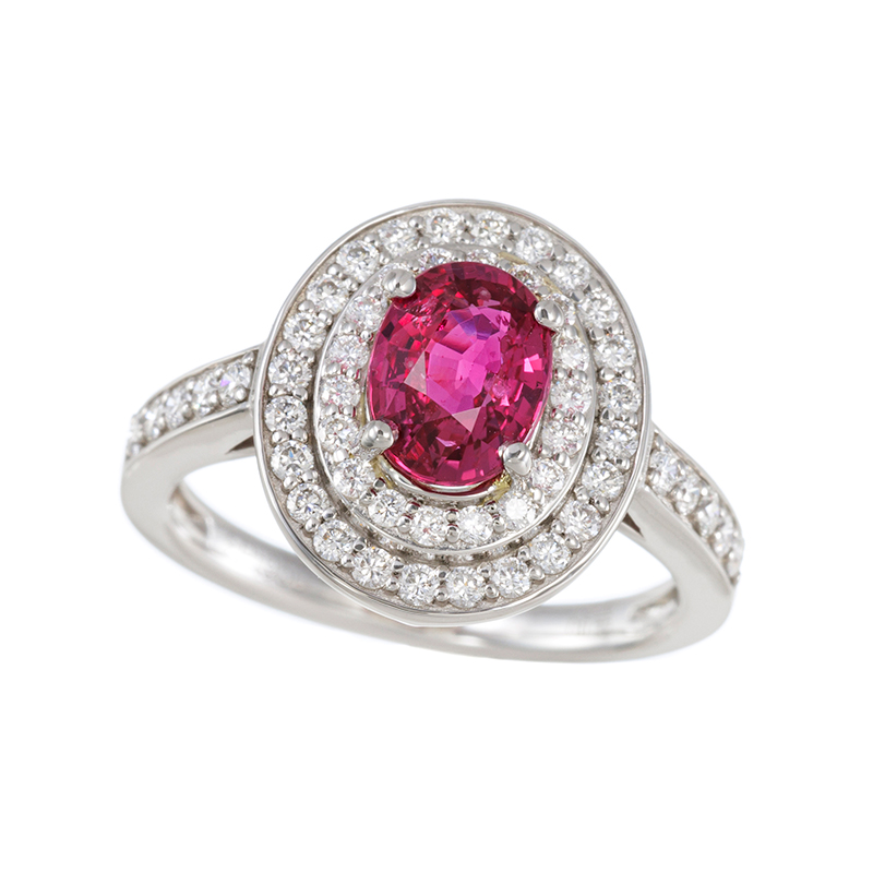 PT950 モザンビーク産非加熱パープリッシュレッドルビー ダイヤ リング RB 1.530ct