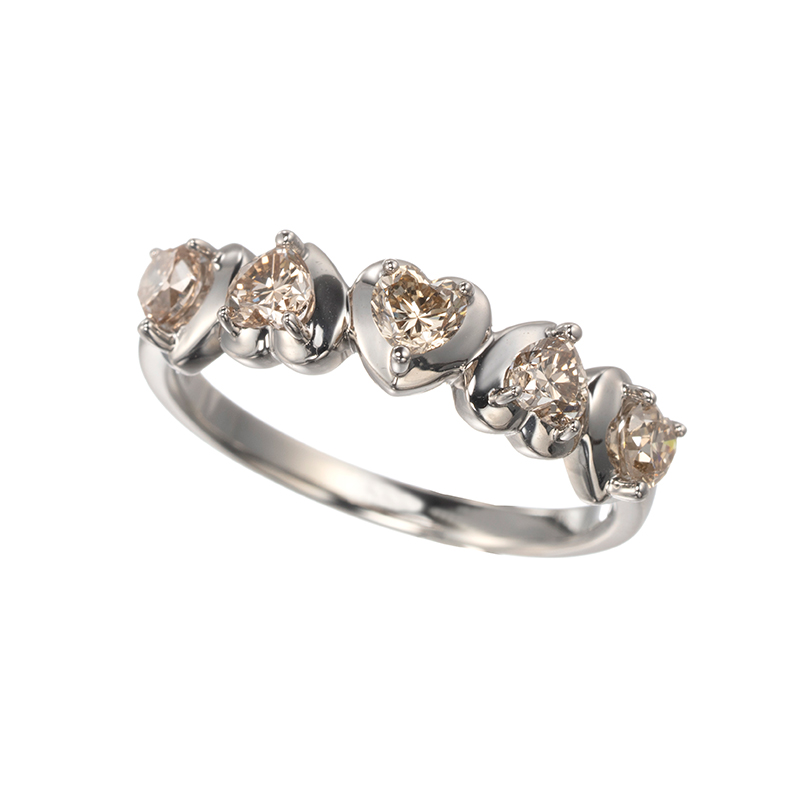 PT950 ハートシェイプカット ブラウンダイヤモンド リング BRD 約0.75ct