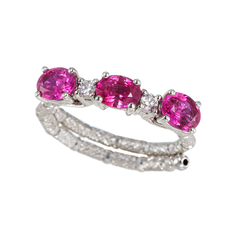 PT950 ルビー ダイヤ フリーリング RB 約1.00ct D 約0.06ct 8～23号