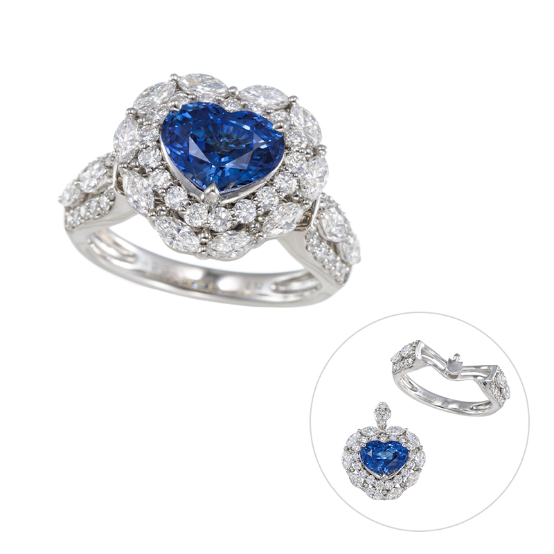 PT950 スリランカ産サファイア ダイヤ リング/ペンダントトップ SA 2.73ct D1.58