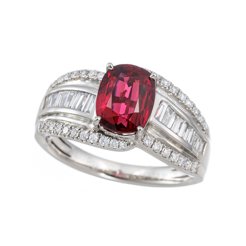 PT990 ミャンマー産レッドスピネル ダイヤ リング 