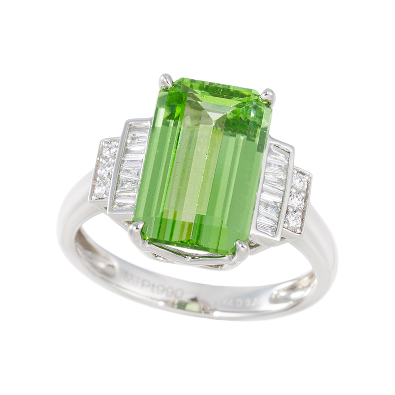 PT990 ミャンマー産ペリドット ダイヤ リング 