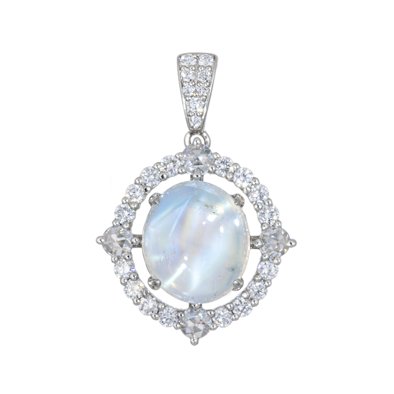 PT990 ムーンストーン ダイヤ ペンダントトップ 