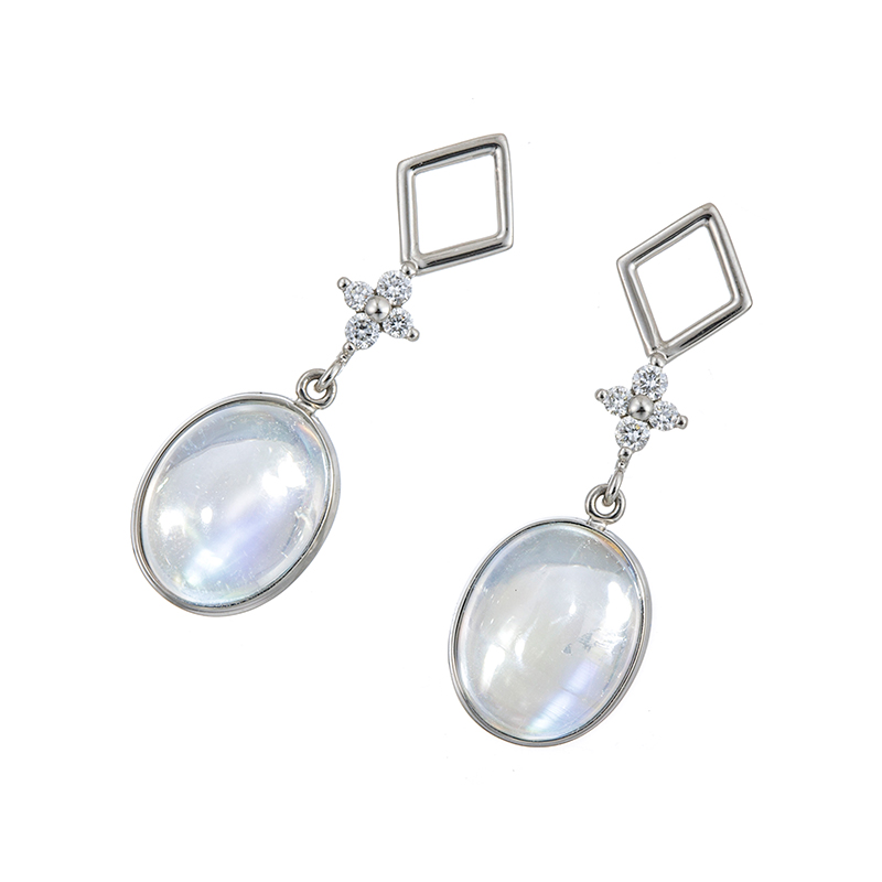 PT950 レインボームーンストーン ダイヤ チャーム MO 3.16ct MO3.13ct