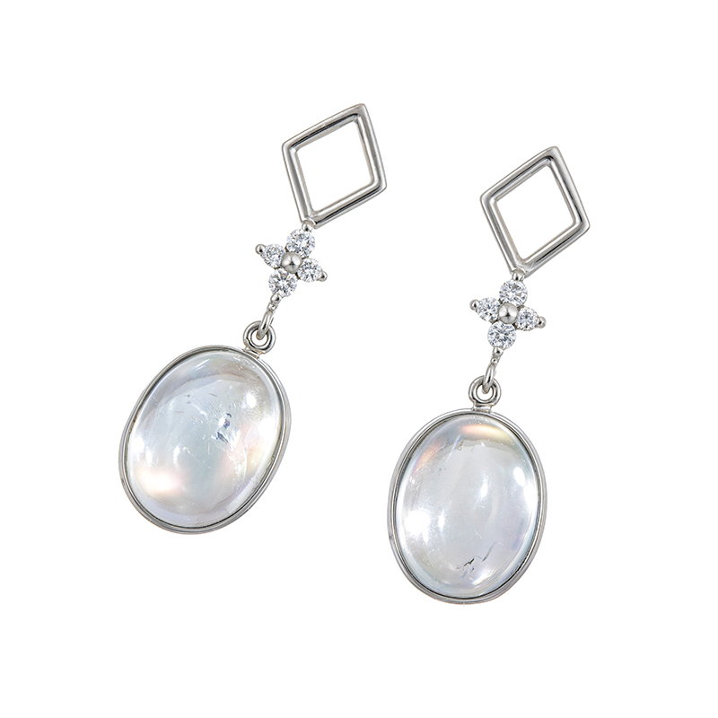 PT950 レインボームーンストーン ダイヤ チャーム MO 4.02ct MO3.71ct